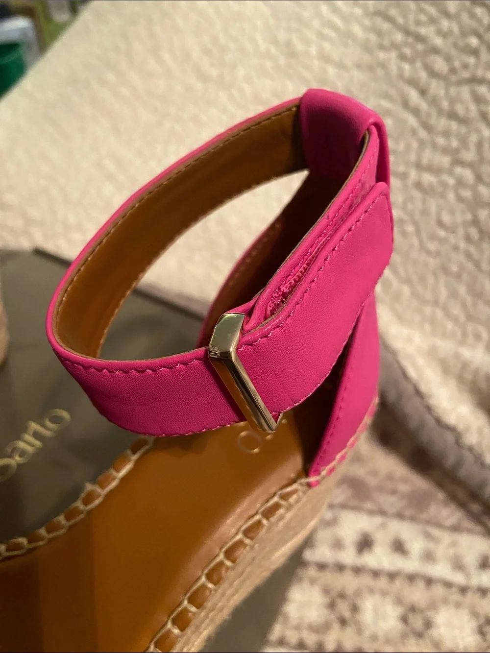 Franco Sarto Hot Pink Jute Espadrille Wedge Sandals